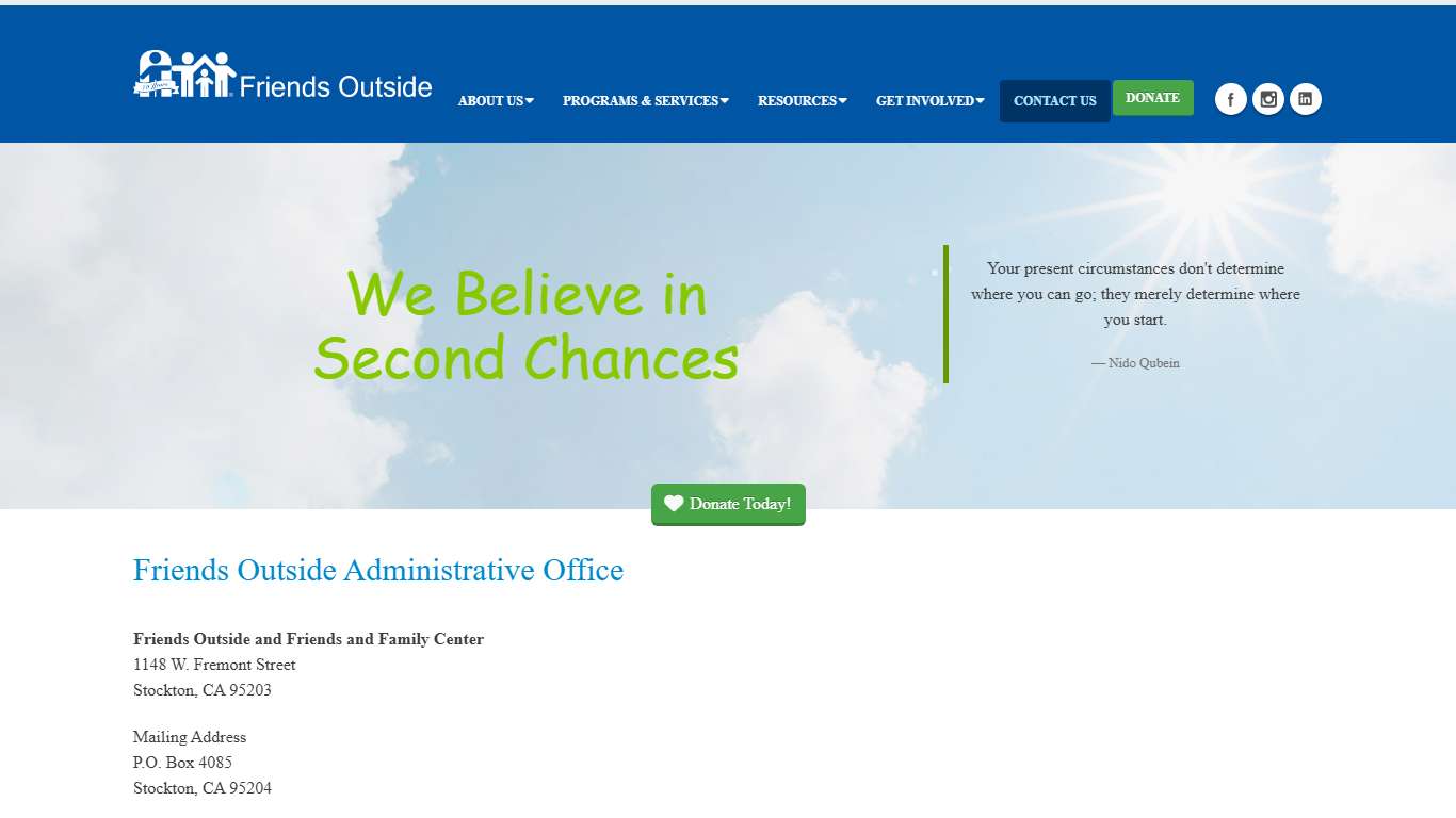 Friends Outside and Friends and Family Center > Contact Us