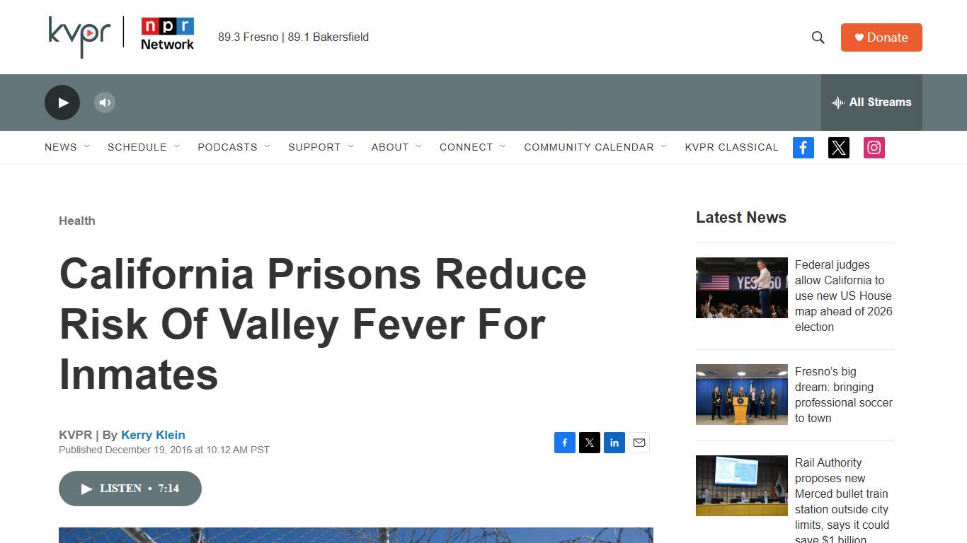 California Prisons Reduce Risk Of Valley Fever For Inmates