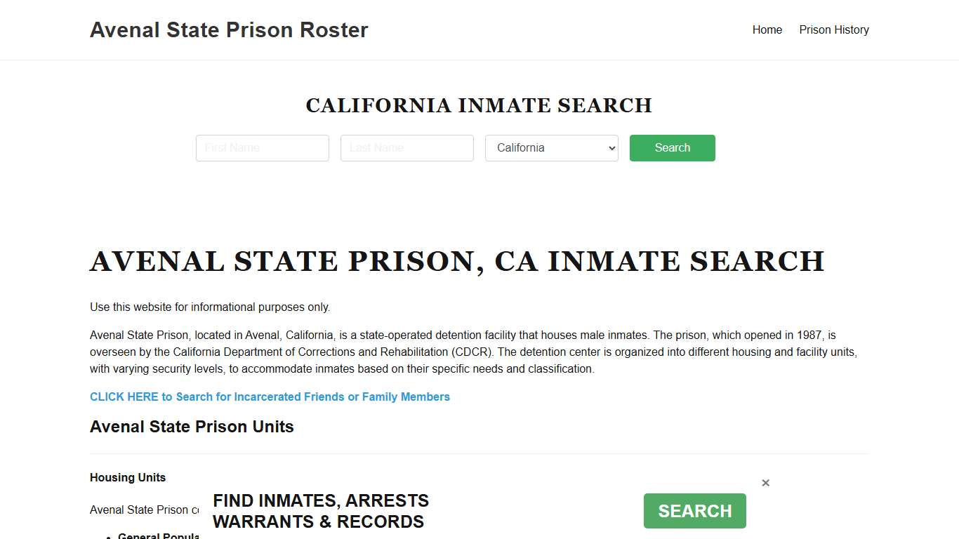 Avenal State Prison, CA Inmate Lookup, Prison Roster, FAQ
